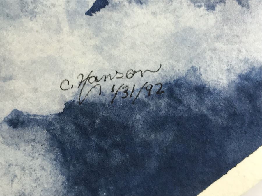 Original Artwork Vintage 1992 By C. Hanson Titled 'The Smoke Wolf' 15' X 22' [Photo 7]