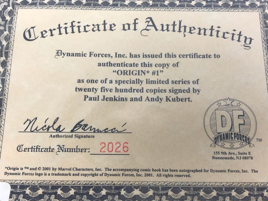 Signed Limited Edition Of ORIGIN* #1 Signed By Paul Jenkins And Andy Kubert With COA [Photo 9]
