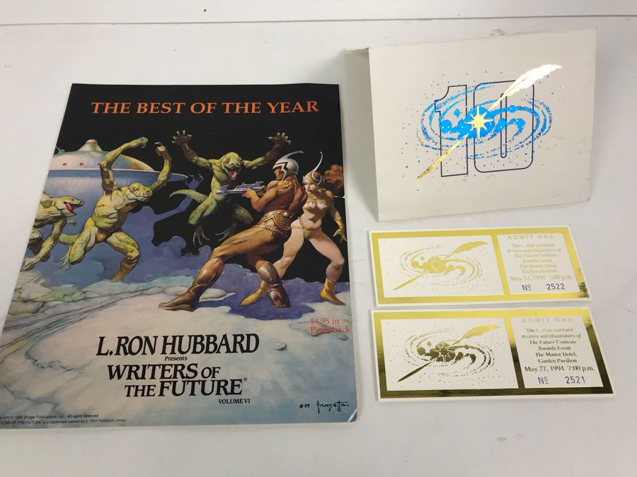 L. Ron Hubbard Writers Of The Future Poster And Invitation And Pair Of Tickets To Attend The L. Ron Hubbard Writers And Illustrators Of The Future Contests Awards Event The Manor Hotel Vintage 1994 [Photo 1]