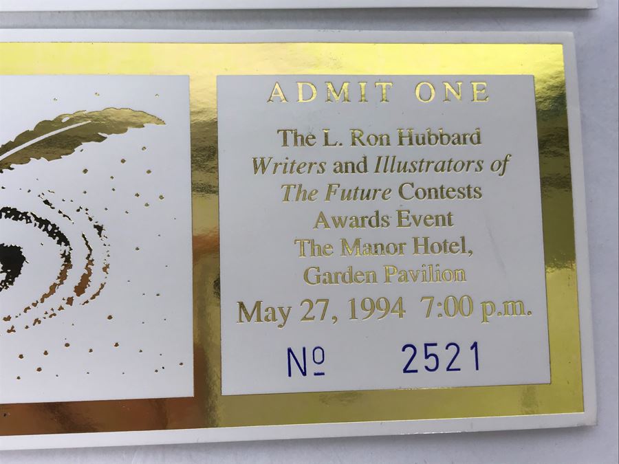 L. Ron Hubbard Writers Of The Future Poster And Invitation And Pair Of Tickets To Attend The L. Ron Hubbard Writers And Illustrators Of The Future Contests Awards Event The Manor Hotel Vintage 1994 [Photo 4]