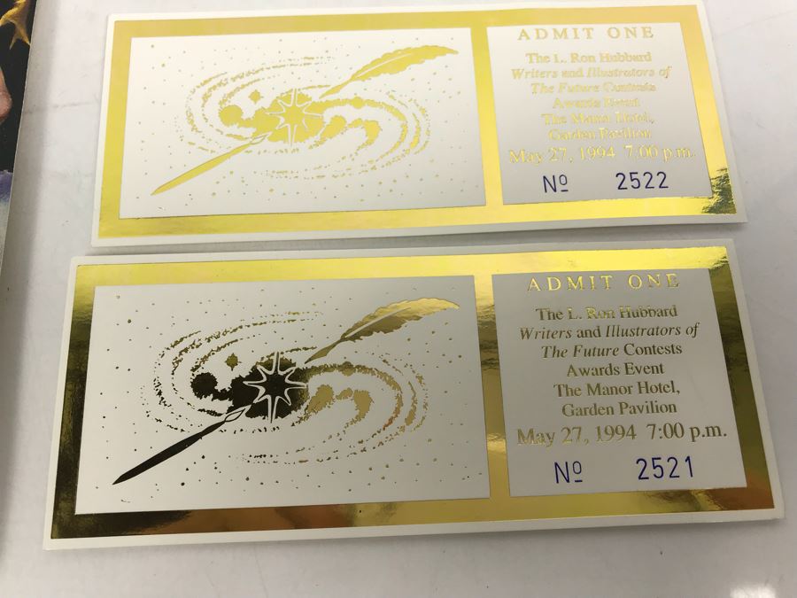 L. Ron Hubbard Writers Of The Future Poster And Invitation And Pair Of Tickets To Attend The L. Ron Hubbard Writers And Illustrators Of The Future Contests Awards Event The Manor Hotel Vintage 1994 [Photo 3]