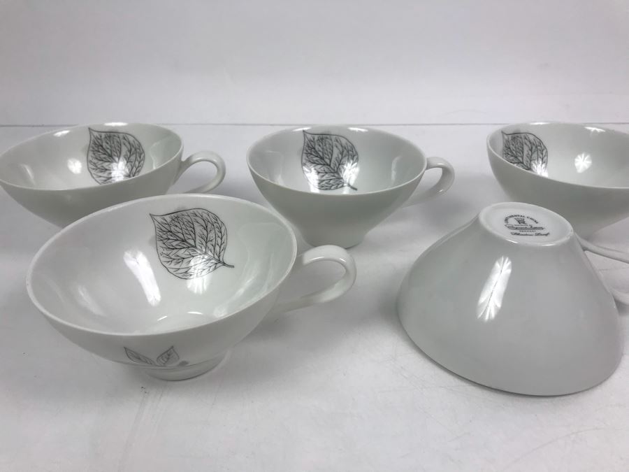 (5) Mid-Century Designer Raymond Loewy For Continental China Cups Shadow Leaf Pattern [Photo 3]