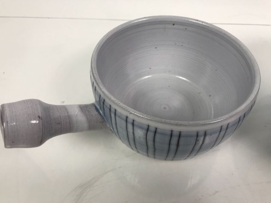 Signed Chappell Mid-Century Soup Bowl With Handle And MCM Metal Bowl [Photo 3]