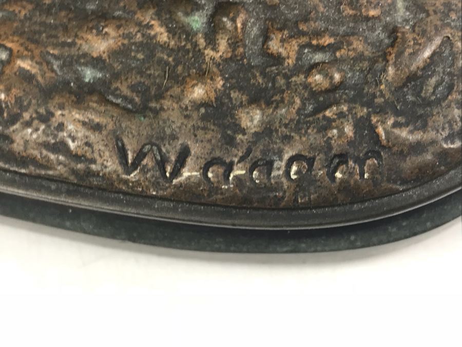 Signed Arthur Waagen (German, 1833–1898) Bronze Statue Of Dog Playing With A Ball Titled 'Chien Jouant Avec Une Boule' 6.3' X 9.3' [Photo 22]