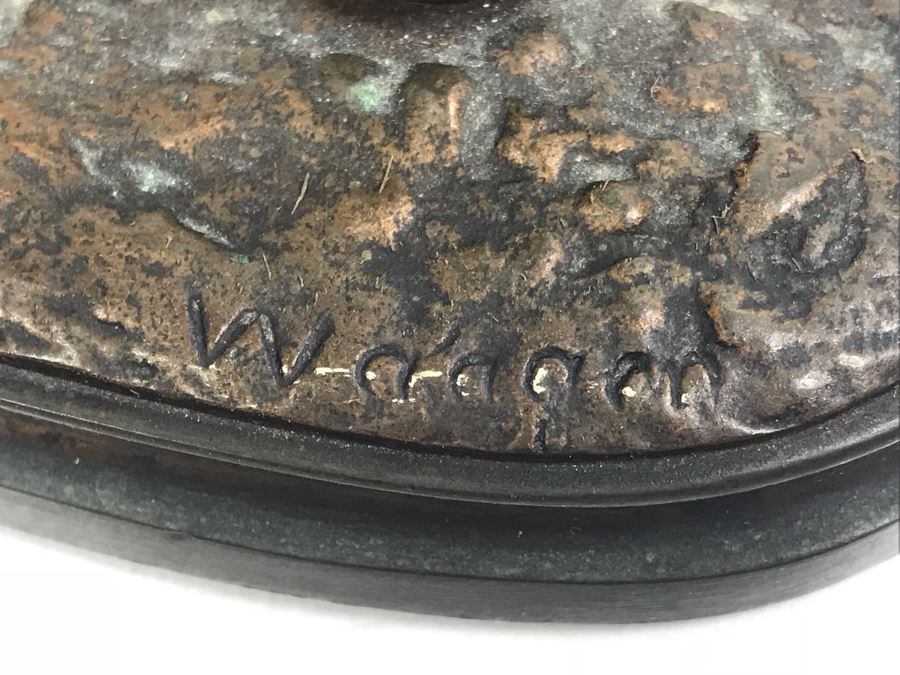 Signed Arthur Waagen (German, 1833–1898) Bronze Statue Of Dog Playing With A Ball Titled 'Chien Jouant Avec Une Boule' 6.3' X 9.3' [Photo 20]