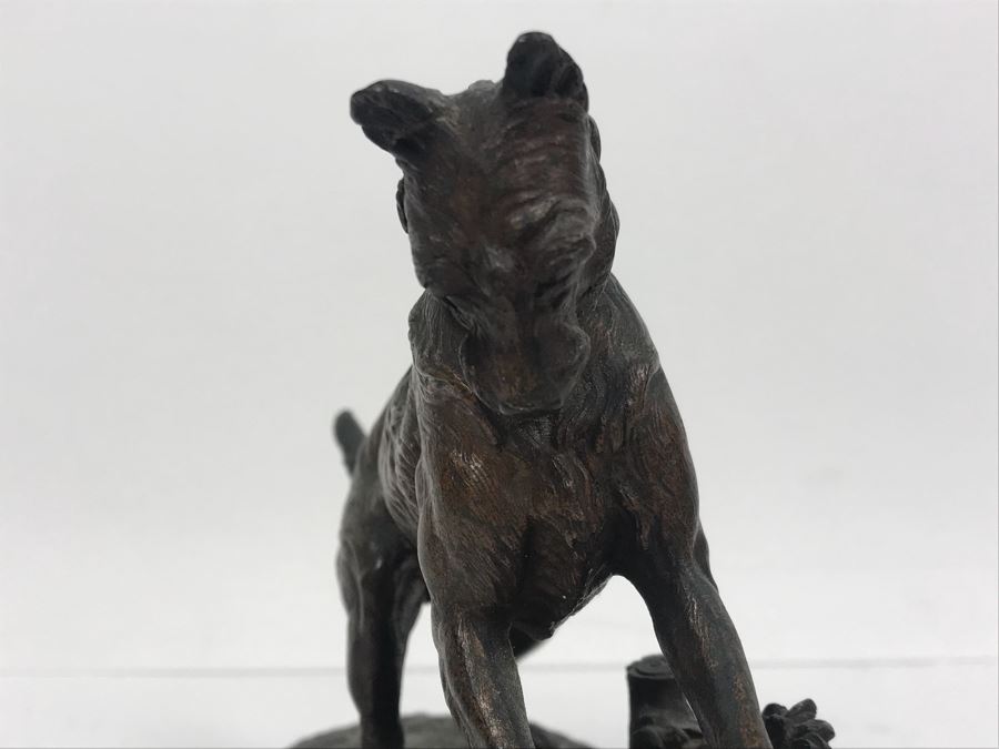Signed Arthur Waagen (German, 1833–1898) Bronze Statue Of Dog Playing With A Ball Titled 'Chien Jouant Avec Une Boule' 6.3' X 9.3' [Photo 11]