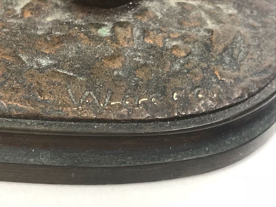 Signed Arthur Waagen (German, 1833–1898) Bronze Statue Of Dog Playing With A Ball Titled 'Chien Jouant Avec Une Boule' 6.3' X 9.3' [Photo 5]