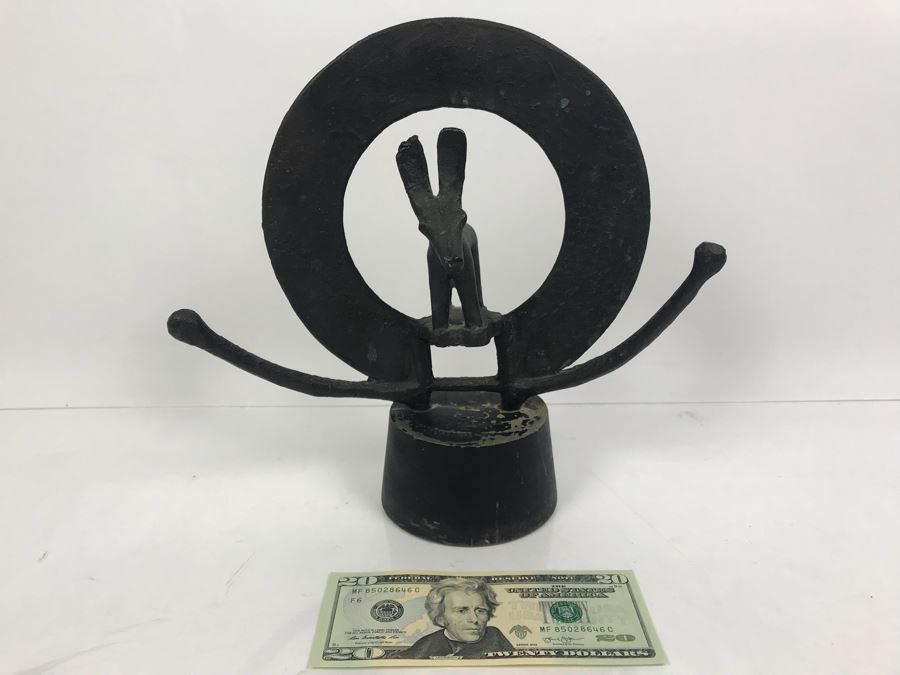 Bronze Sculpture On Wooden Base Signed HATTI [Photo 2]