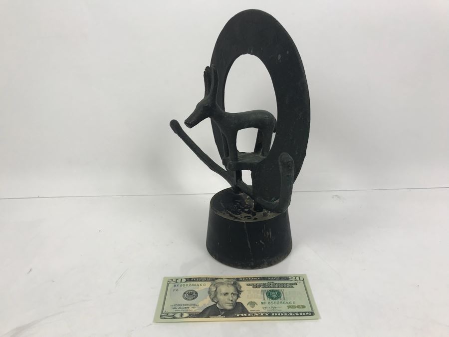 Bronze Sculpture On Wooden Base Signed HATTI [Photo 3]