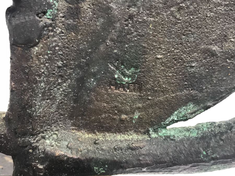 Bronze Sculpture On Wooden Base Signed HATTI [Photo 9]