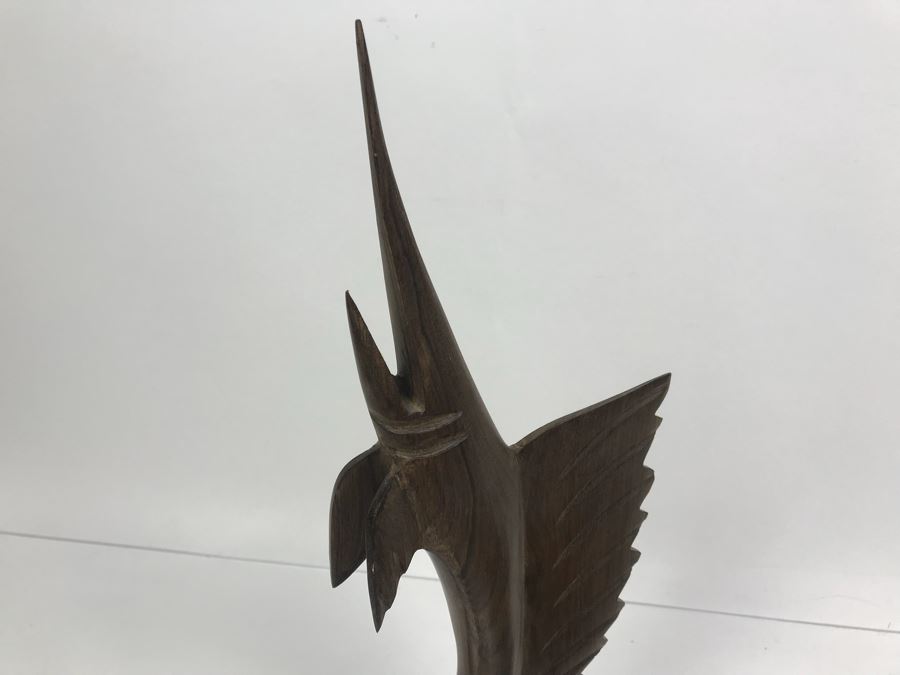 Carved Ironwood Sailfish And Seal Plus Metal Fisherman Sculpture [Photo 4]