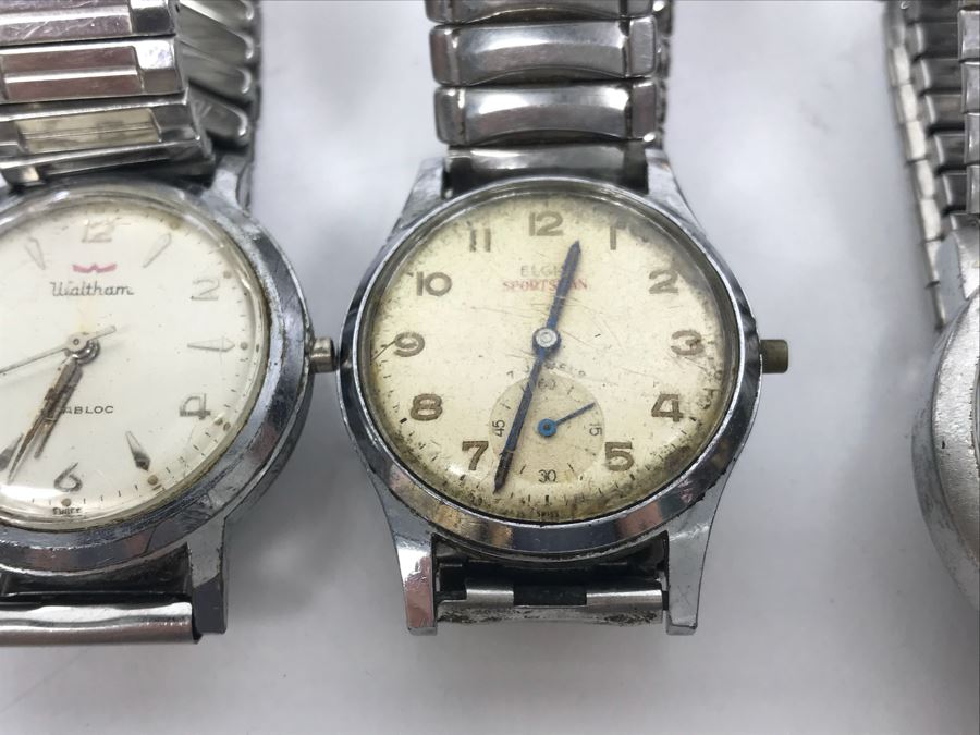 Collection Of Various Mens And Womens Watches And Watch Bands Including Mens Elgin Sportsman And Pair Of Waltham Watches [Photo 3]