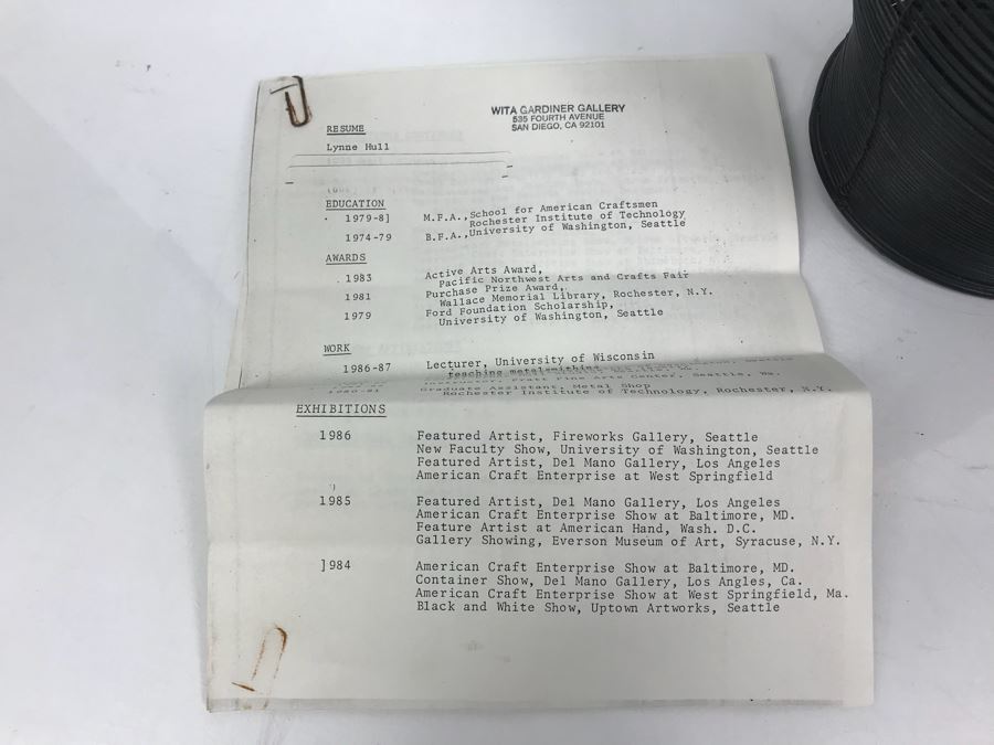 Lynne Hull Metal Wire Basket Sculpture Purchased For $240 IN 1988 [Photo 6]