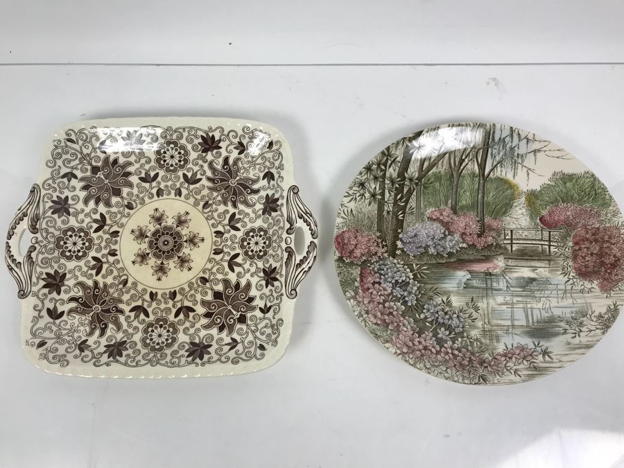 Vintage China - English Gardens Johnson Bros Plate And Mason's England Serving Tray