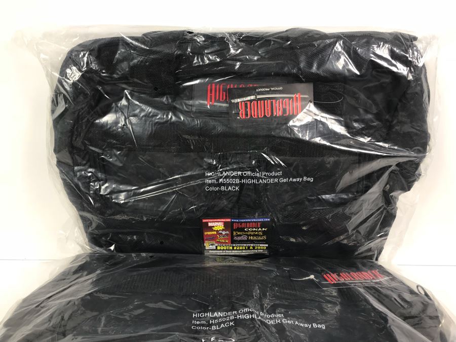 Set Of (4) Movie Promotional Get Away Bags Movie Highlander Offical Product Comic Con New Old Stock [Photo 8]