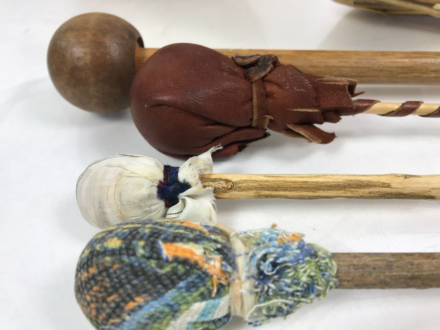 Pair Of Handmade Leather Wooden Drums With (4) Handmade Drum Sticks [Photo 9]