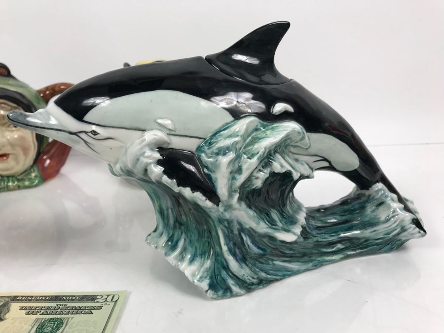 Collection Of Figural English Teapots By Andy Titcomb, Tony Wood, Beswick Ware And Crown Dorset Fine Bone China Staffordshire England Dolphin Rhinoceros [Photo 4]