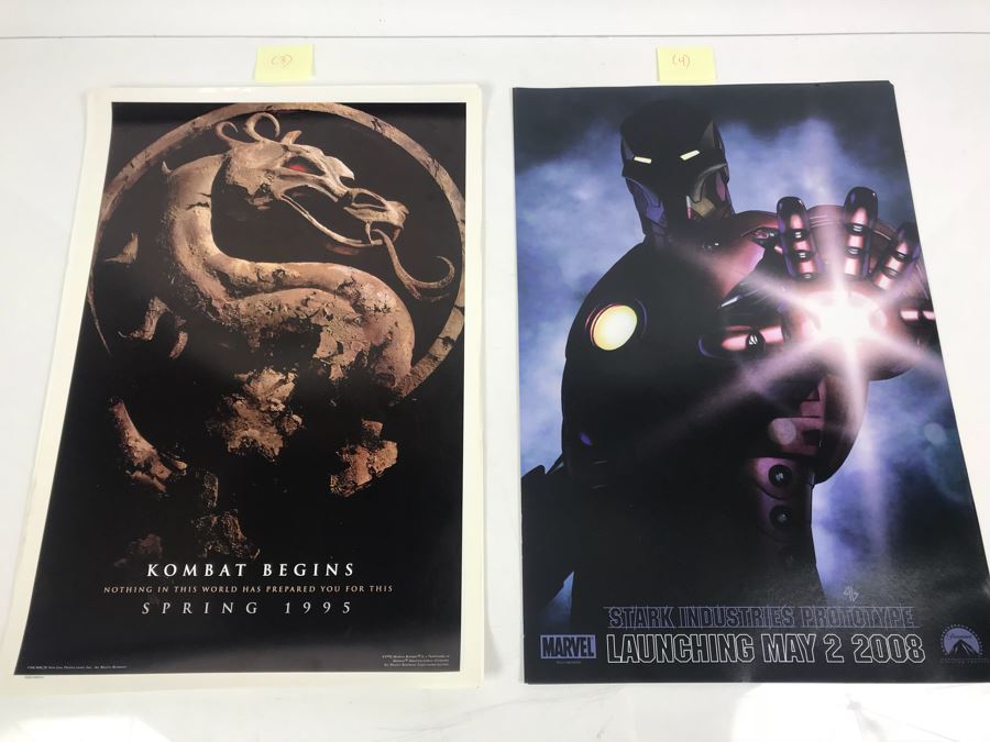 (3) Copies Of Mortal Kombat And (4) Copies Of Iron Man MARVEL Movie Promotional Posters Comic Con