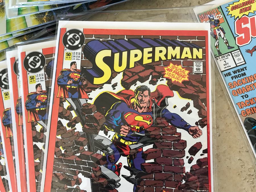 LONG Box Of Vintage Comic Books Featuring Lots Of 1st Editions: (12) X-O Manowar #0, NFL Super Pro #1, (9) Superman #50, Black Panther, Ghost Rider, DOOM #1, True Blood #1, Uncanny X-Men - See All Photos For Sampling [Photo 6]