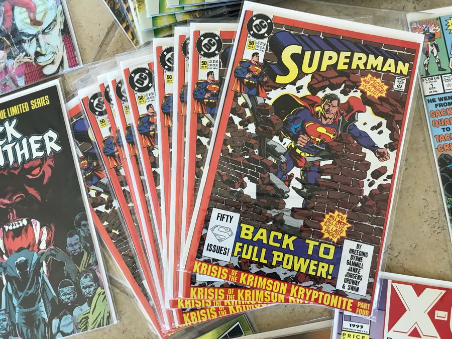 LONG Box Of Vintage Comic Books Featuring Lots Of 1st Editions: (12) X-O Manowar #0, NFL Super Pro #1, (9) Superman #50, Black Panther, Ghost Rider, DOOM #1, True Blood #1, Uncanny X-Men - See All Photos For Sampling [Photo 5]