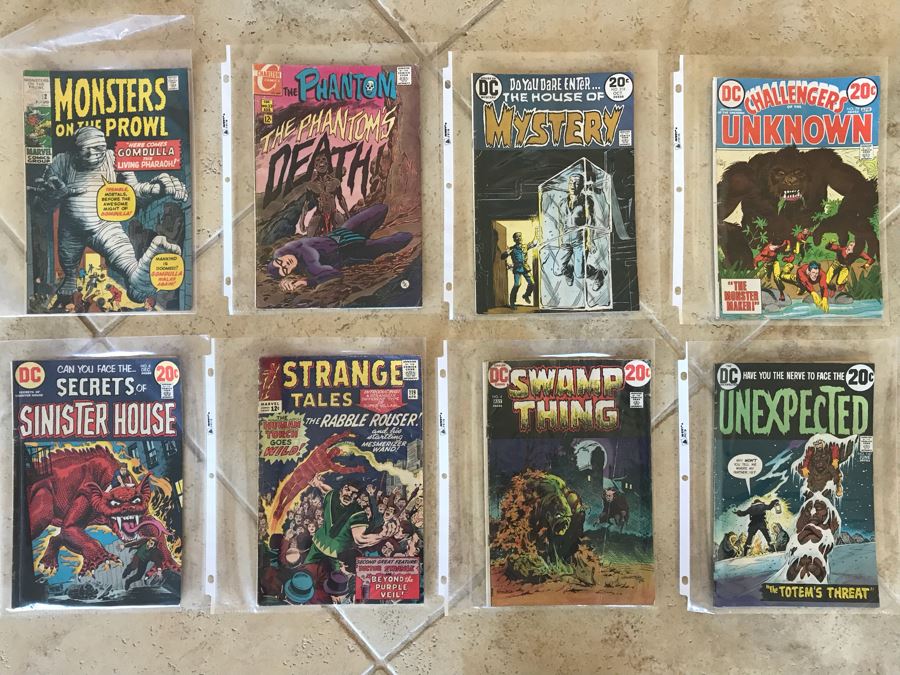 (8) Vintage Comic Books MARVEL DC Comics: Monsters On The Prowl, The Phantom, The House Of Mystery, Challengers Of The Unknown, Secrets Of Sinister House, Strange Tales, Swamp Thing, Unexpected [Photo 1]