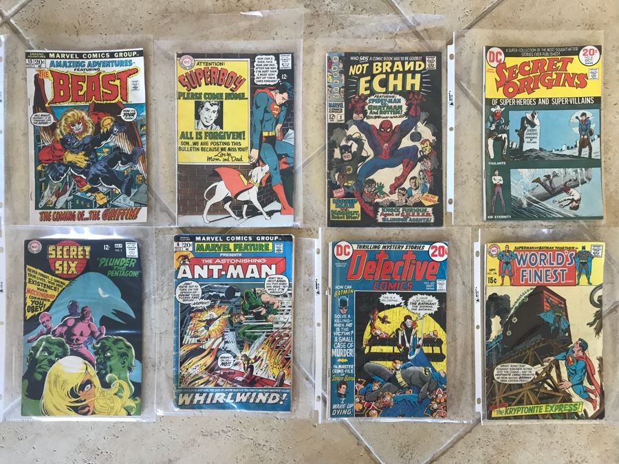 (8) Vintage MARVEL And DC Comic Books: The Beast, Superboy, Not Brand Echh, Secret Origins, Secret Six, Ant-Man, Detective Comics, World's Finest [Photo 1]