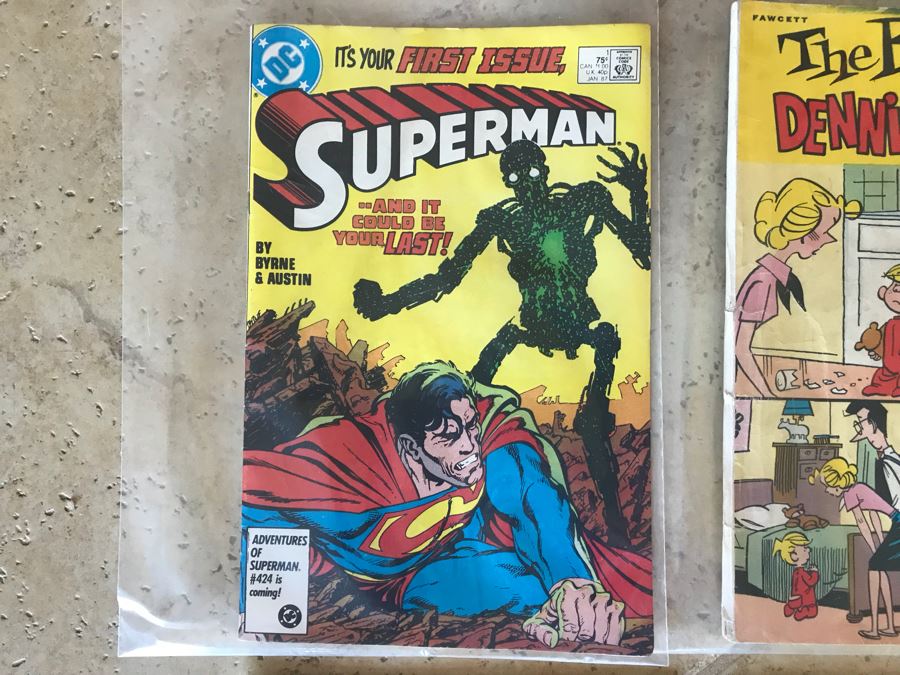 (8) Vintage Comic Books Including First Issues: Superman, Dennis The Menace, The Life Of Pope John Paul II, Teenage Mutant Ninja Turtles The Movie [Photo 2]