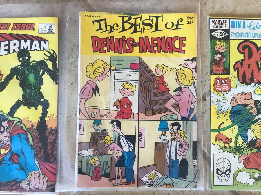 (8) Vintage Comic Books Including First Issues: Superman, Dennis The Menace, The Life Of Pope John Paul II, Teenage Mutant Ninja Turtles The Movie [Photo 3]