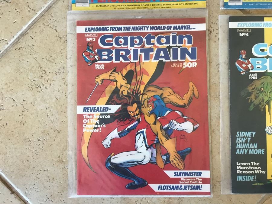 Pair Of Vintage Battlestar Galactica Collector's Edition Official Movie Poster Magazine And MARVEL Captain Britain #3, #4 [Photo 6]