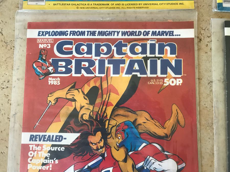 Pair Of Vintage Battlestar Galactica Collector's Edition Official Movie Poster Magazine And MARVEL Captain Britain #3, #4 [Photo 7]