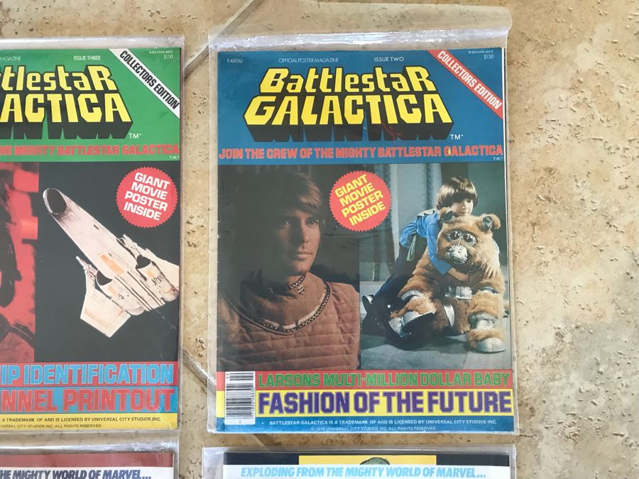 Pair Of Vintage Battlestar Galactica Collector's Edition Official Movie Poster Magazine And MARVEL Captain Britain #3, #4 [Photo 4]