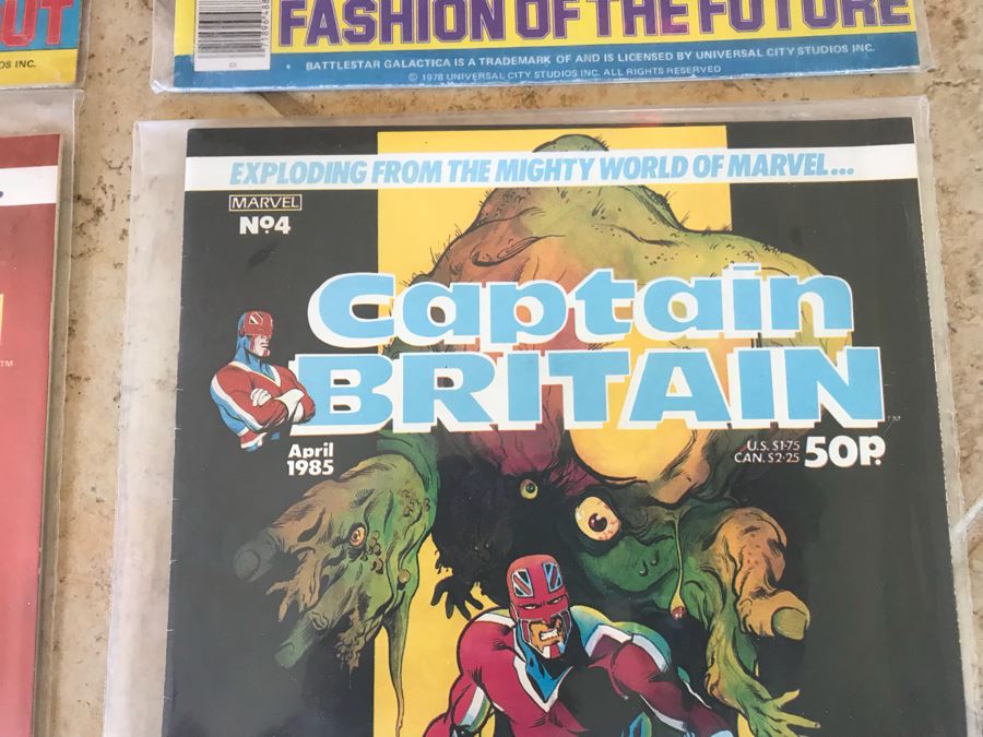 Pair Of Vintage Battlestar Galactica Collector's Edition Official Movie Poster Magazine And MARVEL Captain Britain #3, #4 [Photo 9]