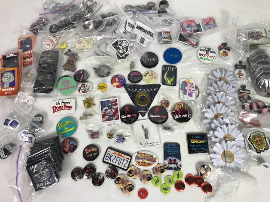 Collection Of Various Vintage Movie, TV Show, Comic Book Promotional Buttons - See All Photos [Photo 1]