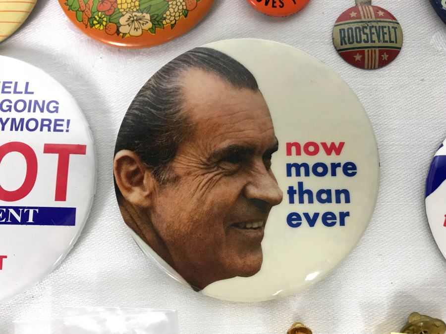 Collection Of Various Vintage Buttons Including Vintage Presidential Political Buttons - See Photos [Photo 3]