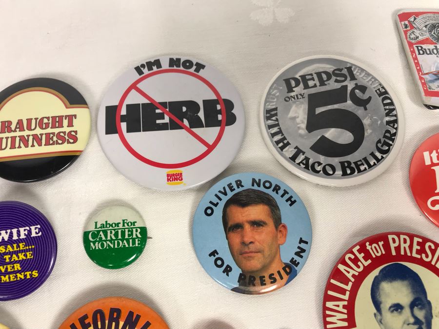 Collection Of Various Vintage Buttons Including Vintage Presidential Political Buttons - See Photos [Photo 14]