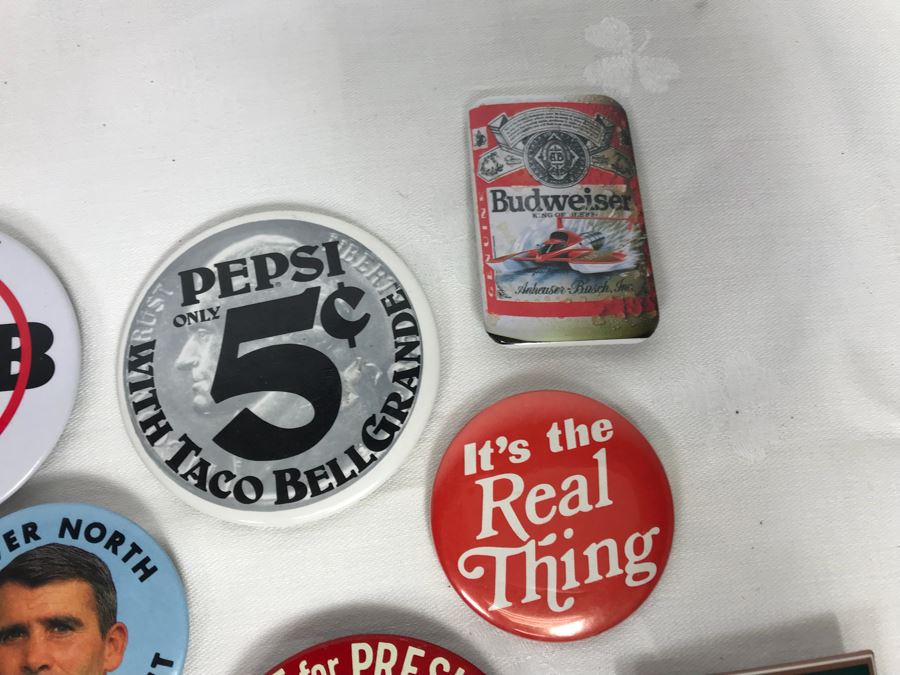 Collection Of Various Vintage Buttons Including Vintage Presidential Political Buttons - See Photos [Photo 15]