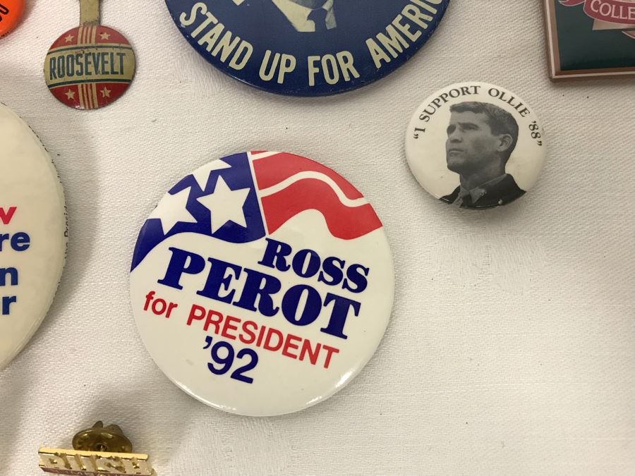 Collection Of Various Vintage Buttons Including Vintage Presidential Political Buttons - See Photos [Photo 6]