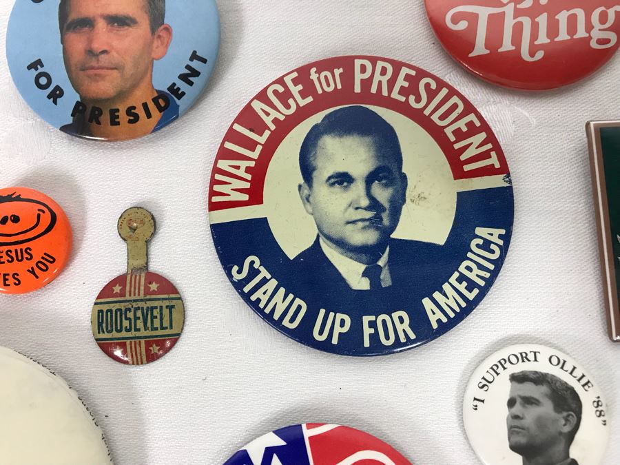 Collection Of Various Vintage Buttons Including Vintage Presidential ...