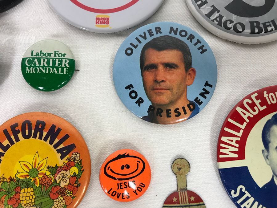 Collection Of Various Vintage Buttons Including Vintage Presidential Political Buttons - See Photos [Photo 7]