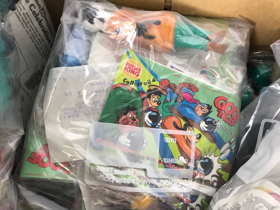 (3) Large Boxes Filled With Various McDonalds And Burger King Happy Meal Toys, Hot Wheels Posters, Sealed Nickelodeon Trivia Game, Winchester Stearman Biplane, San Diego State Chevron Car - See All Photos [Photo 24]