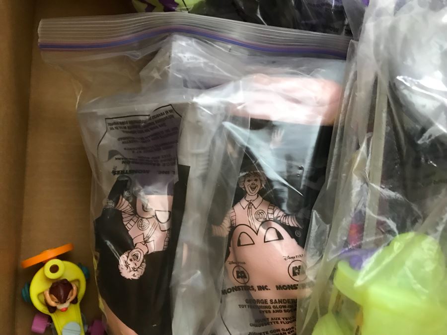 (3) Large Boxes Filled With Various McDonalds And Burger King Happy Meal Toys, Hot Wheels Posters, Sealed Nickelodeon Trivia Game, Winchester Stearman Biplane, San Diego State Chevron Car - See All Photos [Photo 18]