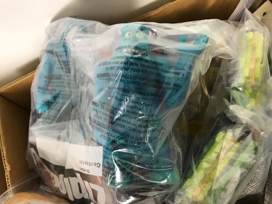 (3) Large Boxes Filled With Various McDonalds And Burger King Happy Meal Toys, Hot Wheels Posters, Sealed Nickelodeon Trivia Game, Winchester Stearman Biplane, San Diego State Chevron Car - See All Photos [Photo 10]