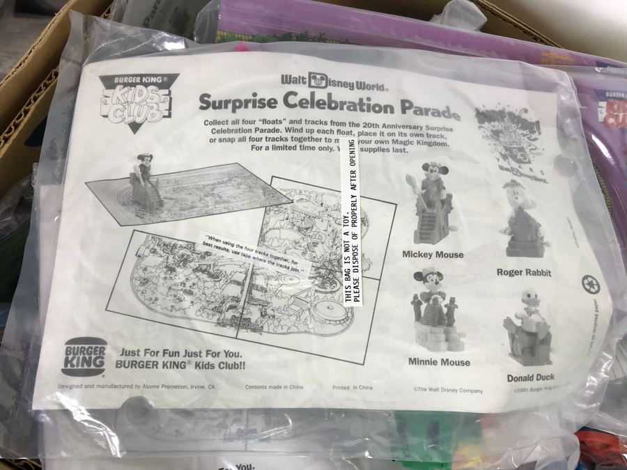 (3) Large Boxes Filled With Various McDonalds And Burger King Happy Meal Toys, Hot Wheels Posters, Sealed Nickelodeon Trivia Game, Winchester Stearman Biplane, San Diego State Chevron Car - See All Photos [Photo 27]