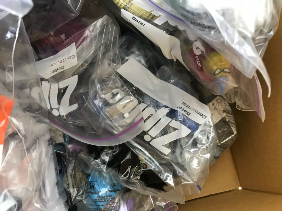 (3) Large Boxes Filled With Various McDonalds And Burger King Happy Meal Toys, Hot Wheels Posters, Sealed Nickelodeon Trivia Game, Winchester Stearman Biplane, San Diego State Chevron Car - See All Photos [Photo 15]