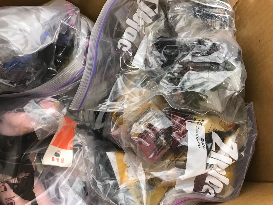 (3) Large Boxes Filled With Various McDonalds And Burger King Happy Meal Toys, Hot Wheels Posters, Sealed Nickelodeon Trivia Game, Winchester Stearman Biplane, San Diego State Chevron Car - See All Photos [Photo 14]