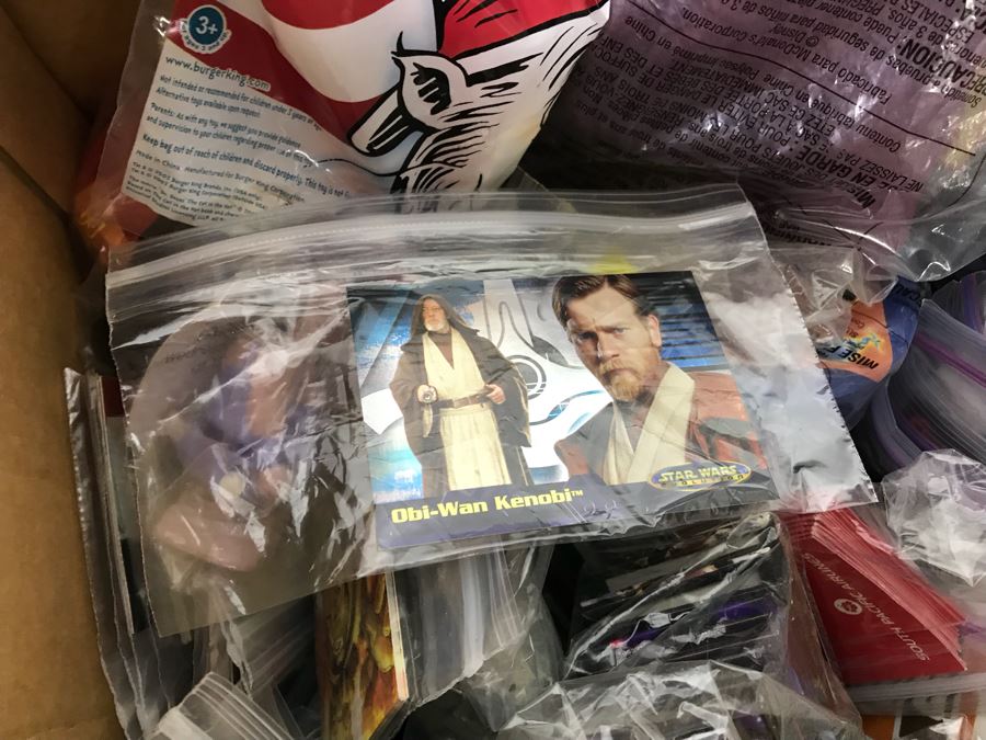 (3) Large Boxes Filled With Various McDonalds And Burger King Happy Meal Toys, Christmas Ornaments, Trading Cards Including Pokemon, PEZ Dispensers - See All Photos [Photo 26]