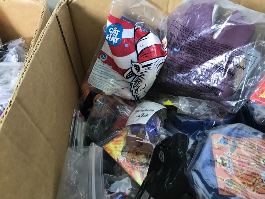 (3) Large Boxes Filled With Various McDonalds And Burger King Happy Meal Toys, Christmas Ornaments, Trading Cards Including Pokemon, PEZ Dispensers - See All Photos [Photo 19]