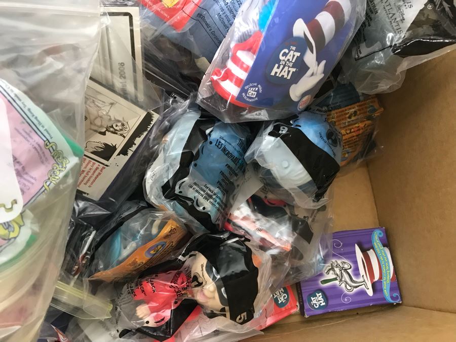(3) Large Boxes Filled With Various McDonalds And Burger King Happy Meal Toys, Christmas Ornaments, Trading Cards Including Pokemon, PEZ Dispensers - See All Photos [Photo 35]