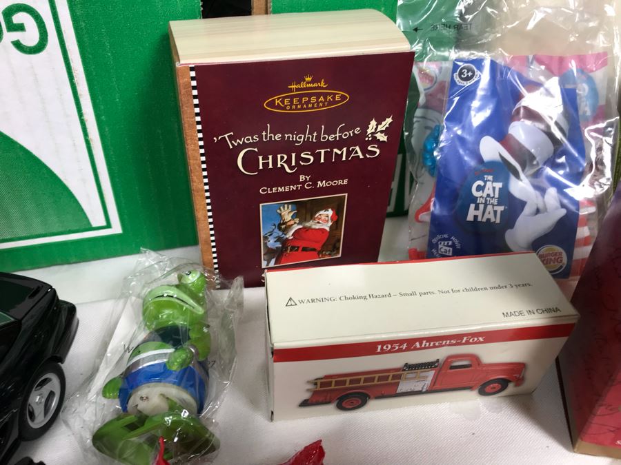 (3) Large Boxes Filled With Various McDonalds And Burger King Happy Meal Toys, Christmas Ornaments, Trading Cards Including Pokemon, PEZ Dispensers - See All Photos [Photo 10]