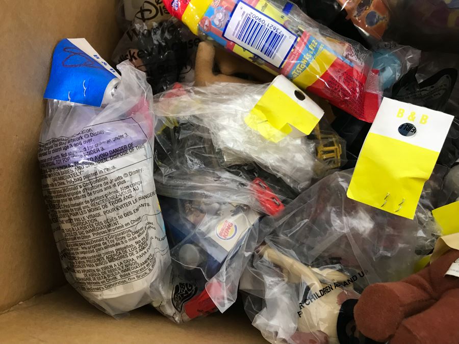 (3) Large Boxes Filled With Various McDonalds And Burger King Happy Meal Toys, Christmas Ornaments, Trading Cards Including Pokemon, PEZ Dispensers - See All Photos [Photo 57]